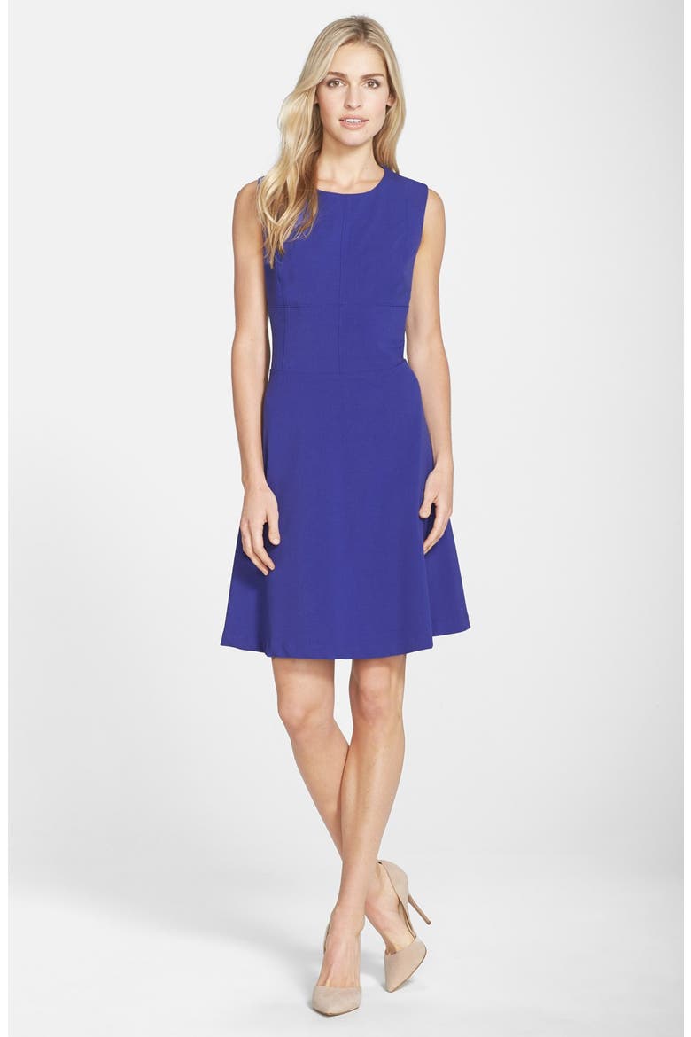 by Andrew Marc Woven Fit & Flare Dress, Alternate, color, AEGEAN
