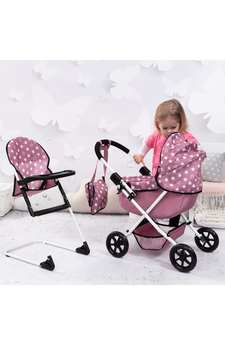 Bayer Design Cozy 3Piece Set Pram, Highchair & Bag For Dolls Up To 18 Inches, Alternate, color, Multicolored