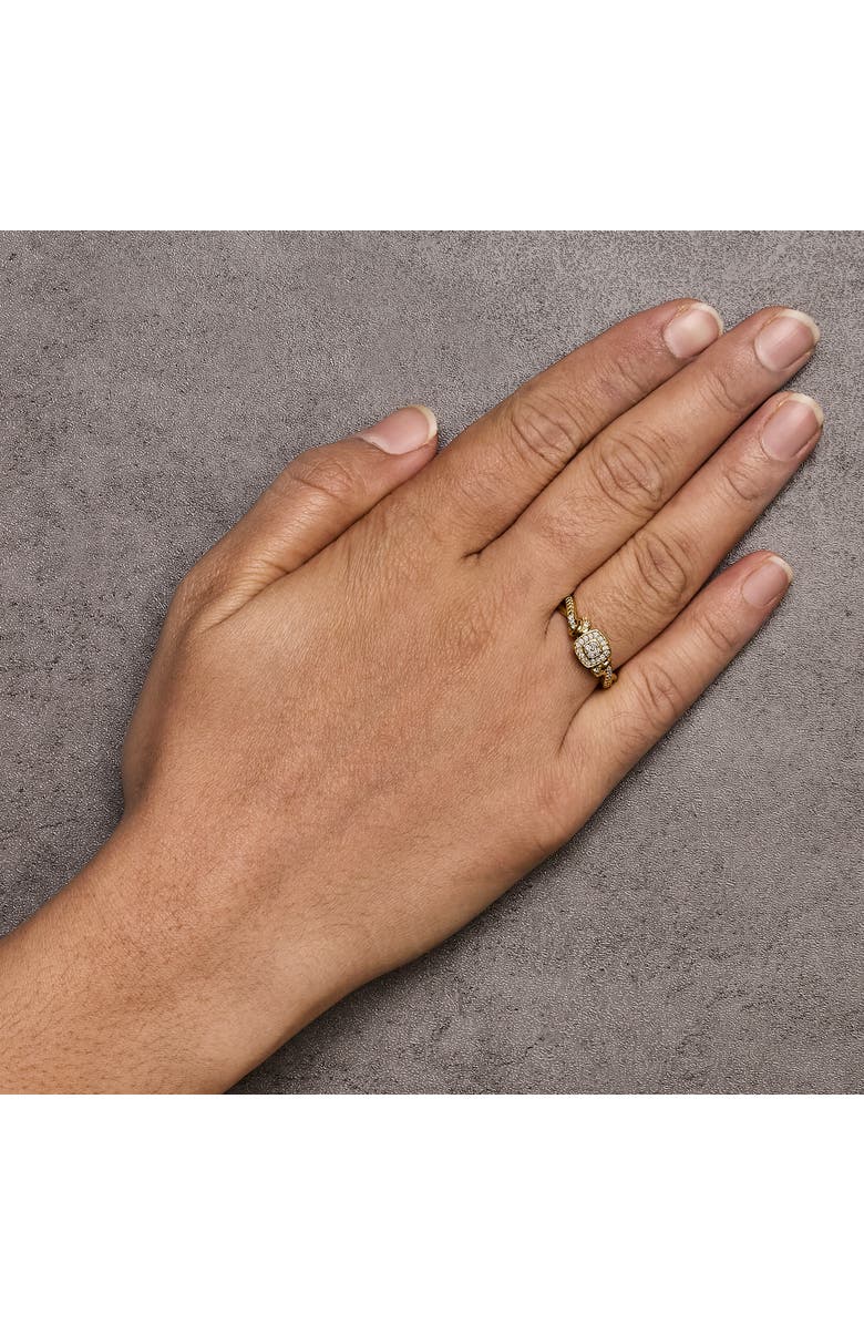 Haus of Brilliance 14K Yellow Gold Plated Silver 1/10 Cttw Diamond Composite Halo Engagement Ring, Alternate, color, Yellow