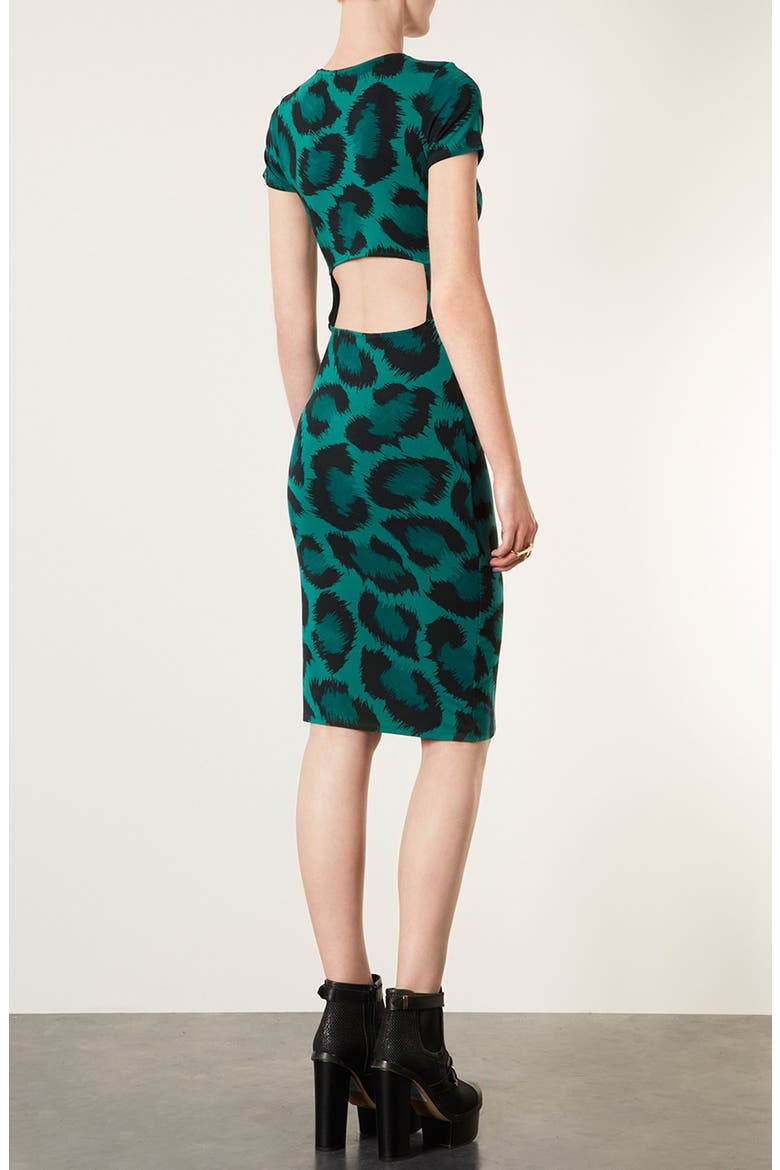 Back Cut Out Body-Con Dress, Alternate, color, GREEN