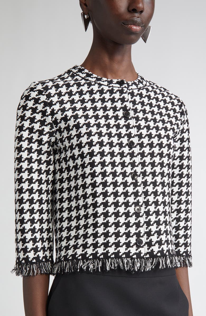 McQueen Houndstooth Check Cardigan, Alternate, color, Black/ Ivory