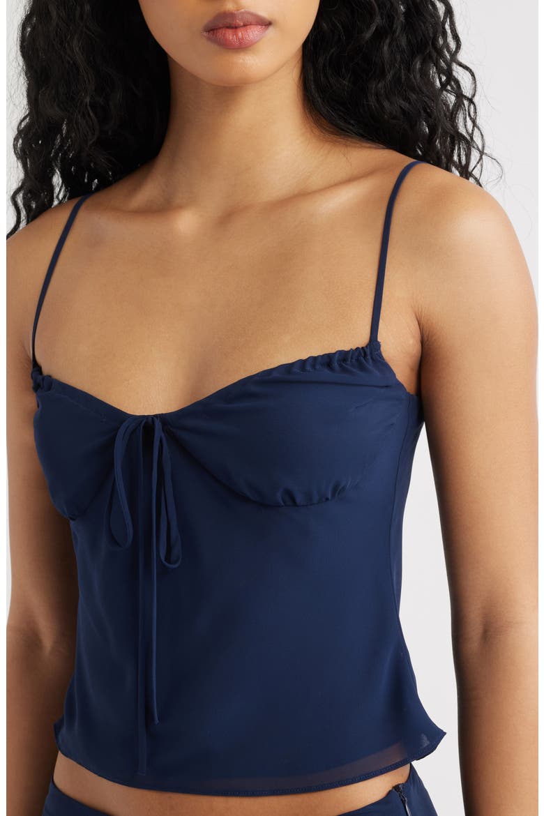 Josephine Sweetheart Neck Chiffon Crop Camisole, Alternate, color, NAVY