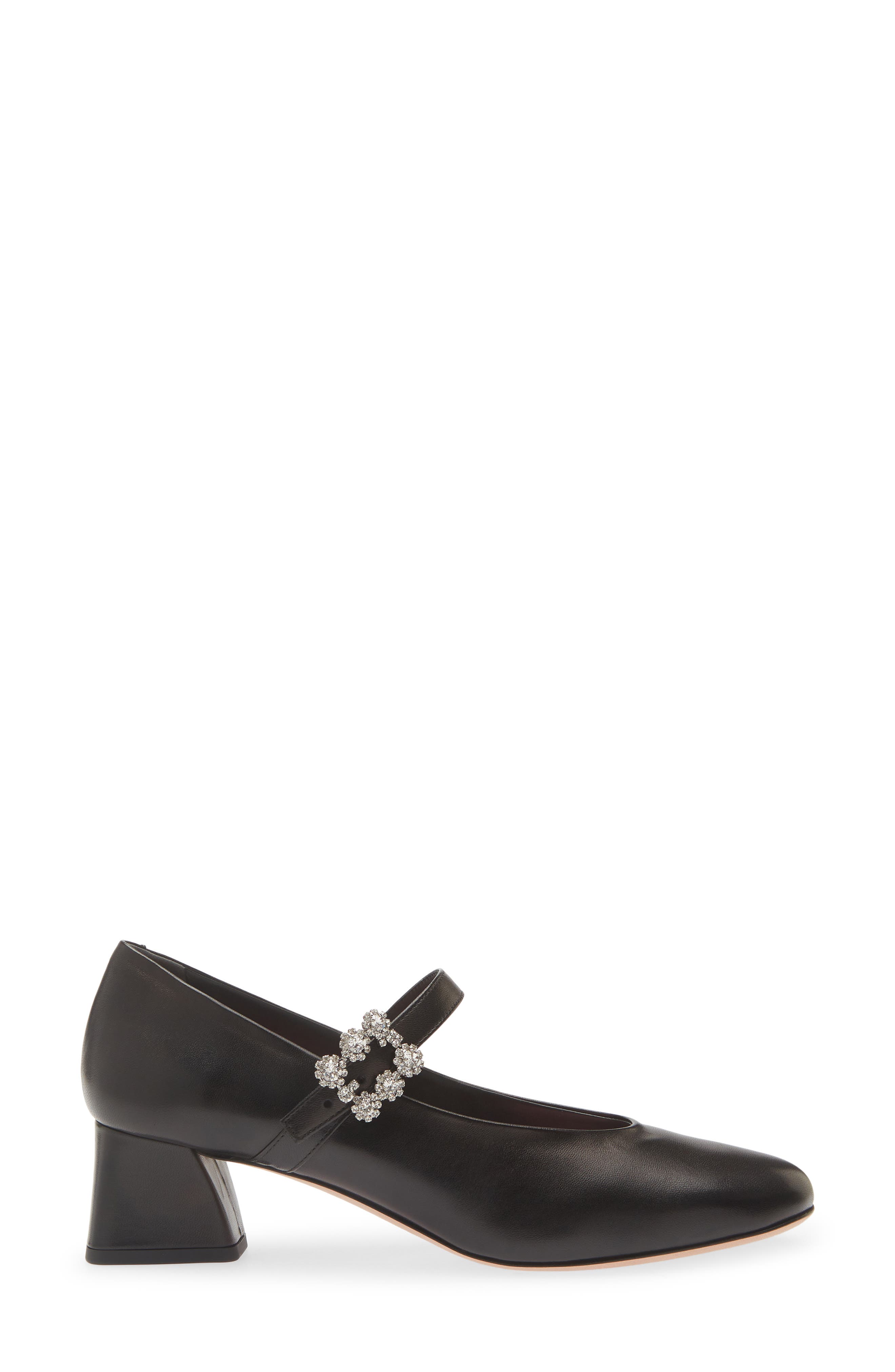 Mini Flower Babies Leather Mary Jane Pump, Alternate, color, NERO