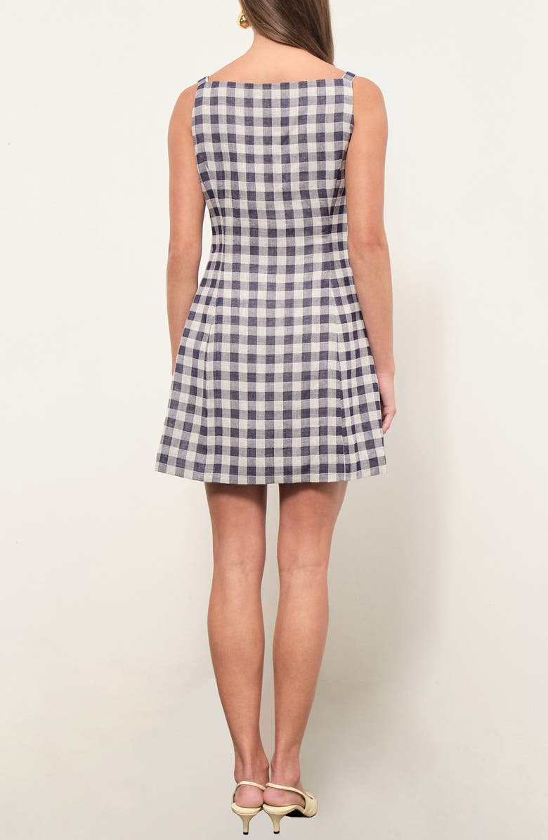 MAUDE CLUB Amanda Gingham Minidress, Alternate, color, Navy Gingham