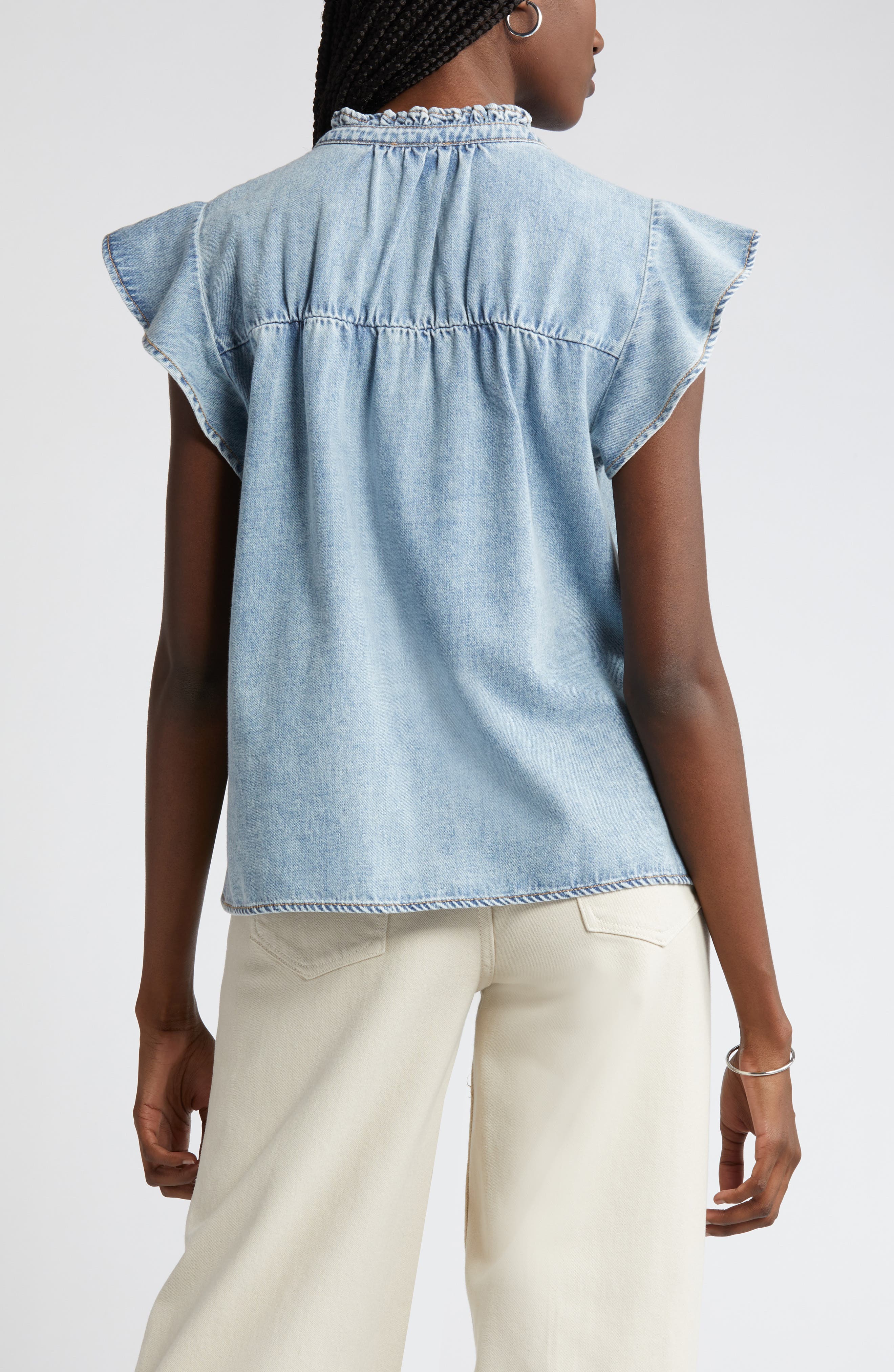 Rails Ruthie Flutter Sleeve Denim Shirt (Women) | Nordstrom