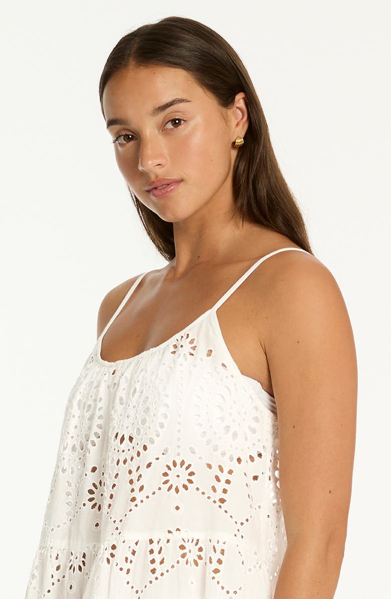 Sea Level Ibiza Tie Back Cotton Eyelet Cover-Up Sundress, Alternate, color, White