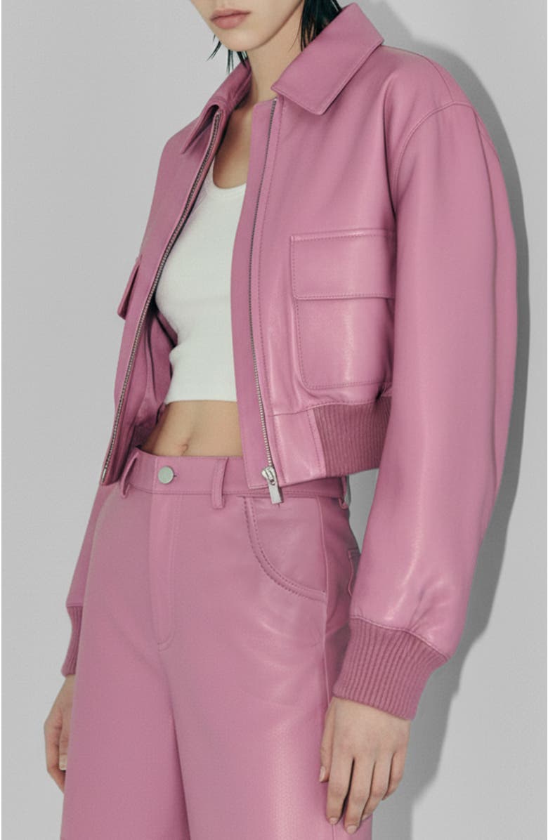 AS by DF Florence Upcycled Leather Bomber Jacket, Main, color, Mauve