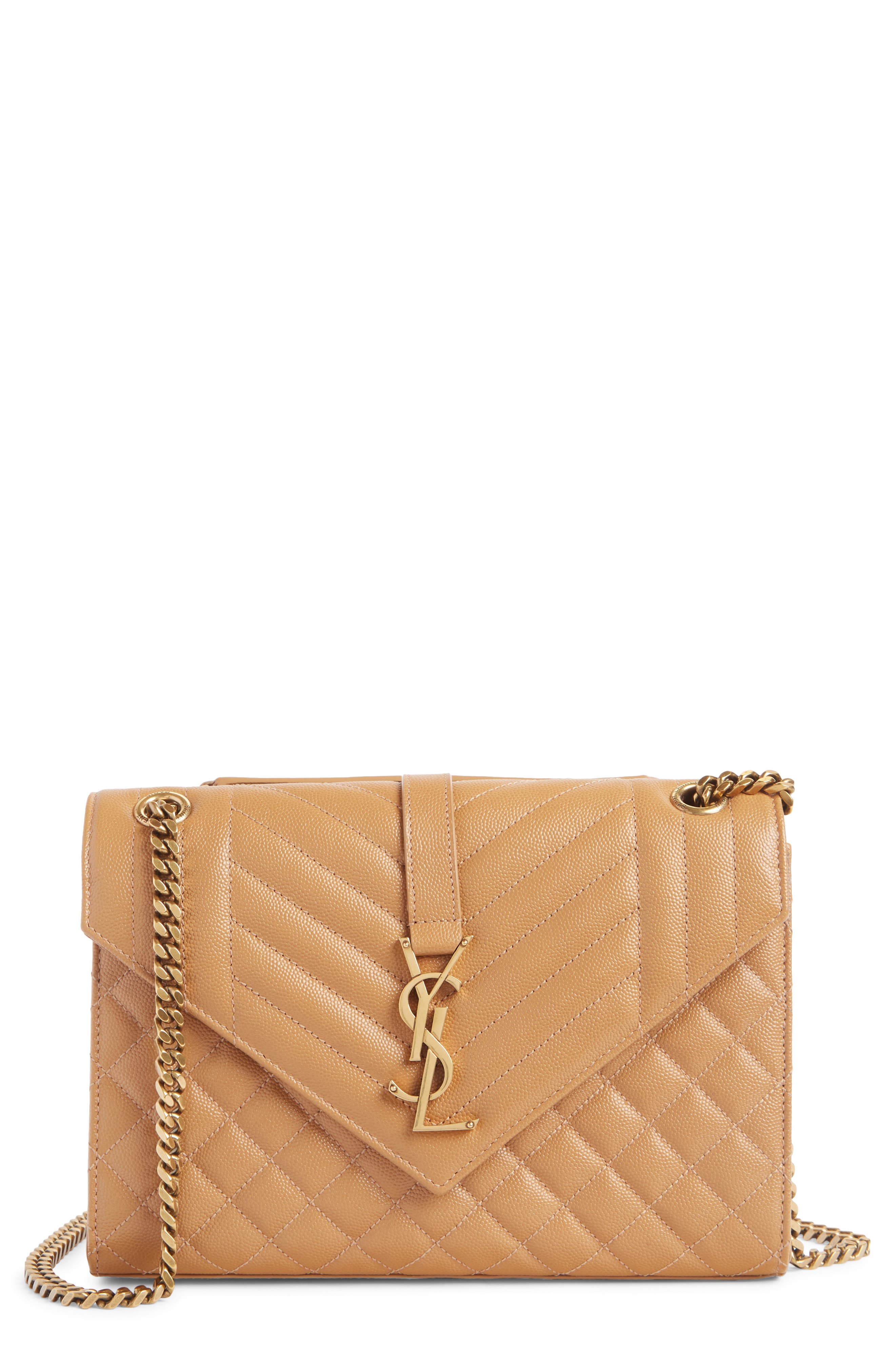 Saint Laurent Monogram Leather Envelope Bag, Main, color, 
