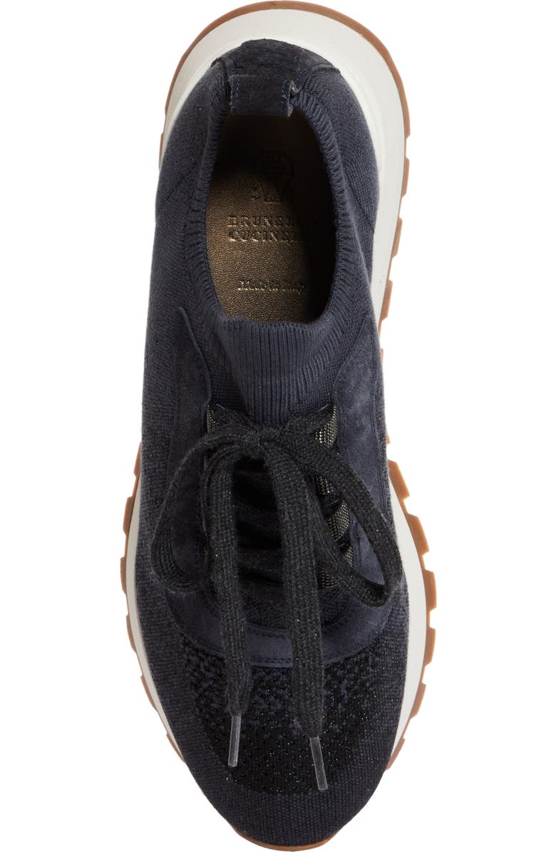 Brunello Cucinelli Monili Knit Lace-Up Sneaker, Alternate, color,