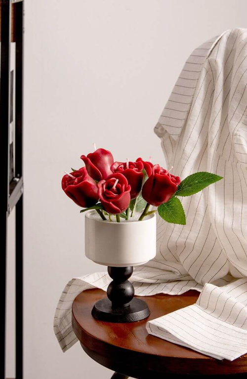 Southlake Gifts Rose Candle In Dark Red/burgundy