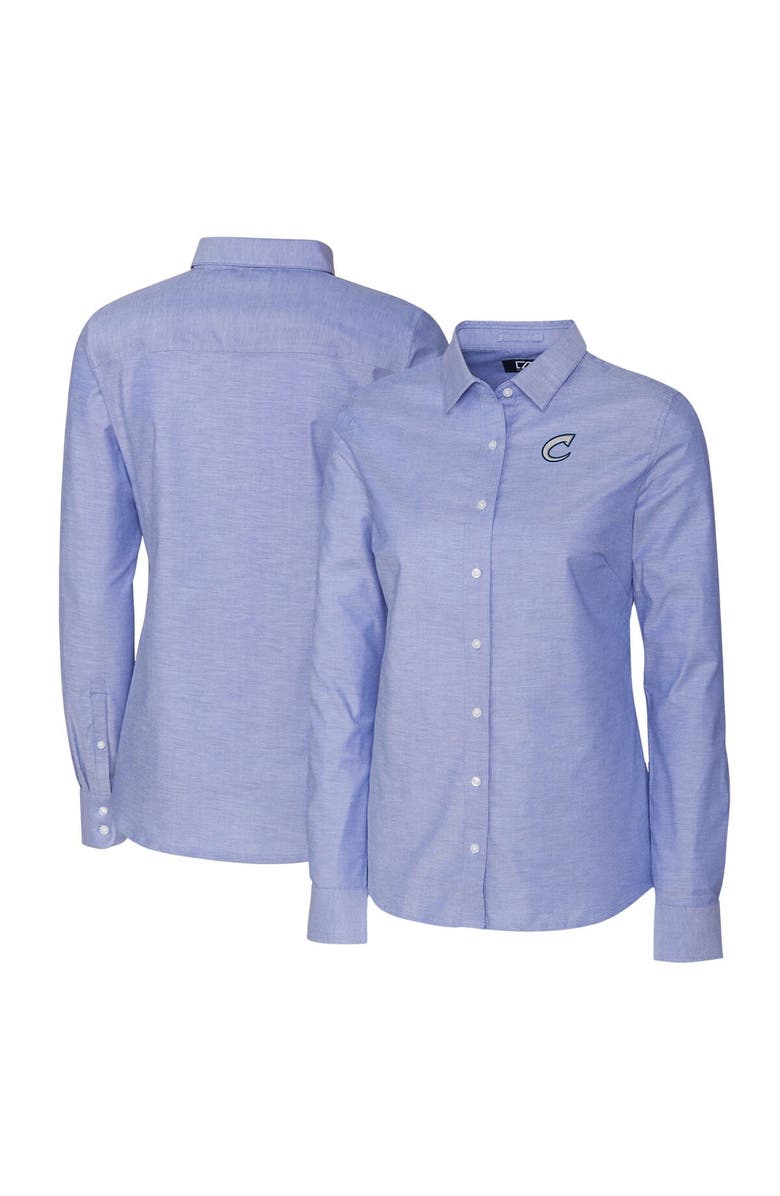 Cutter & Buck Women's Cutter & Buck Blue Columbus Clippers Stretch Oxford Long Sleeve Tri-Blend Button-Up Dress Shirt, Main, color, Blue