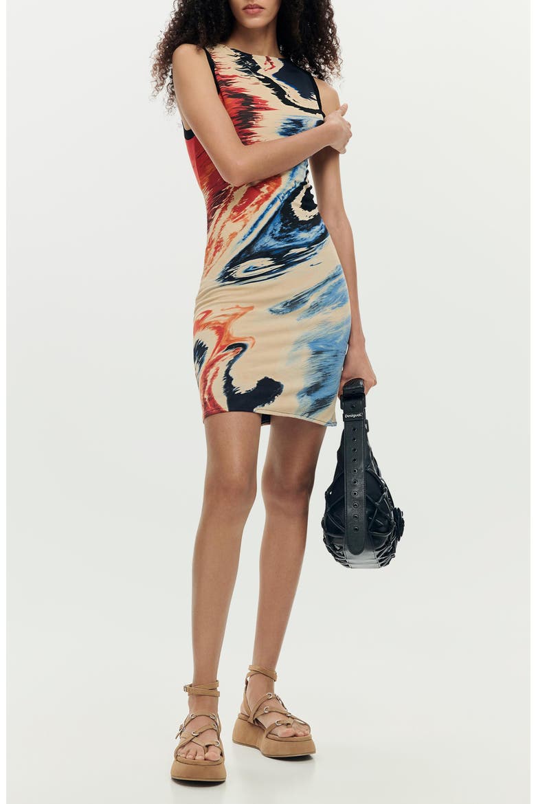 Abstract Print Sleeveless Minidress, Main, color, MULTI