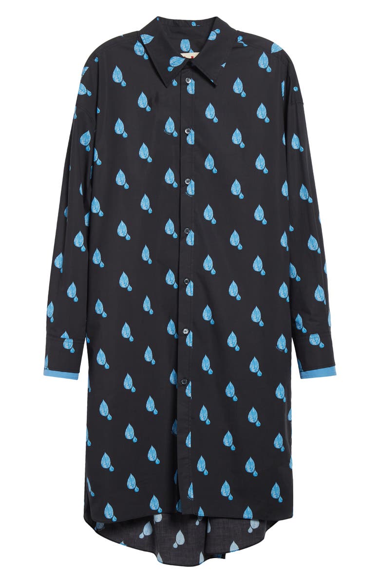 Marni Raindrop Print Long Sleeve Shirtdress, Alternate, color, Drn99 Black