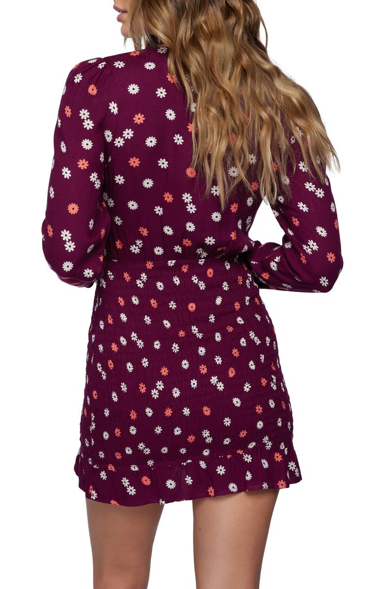 O'Neill Jules Floral Long Sleeve Smocked Minidress, Alternate, color, 