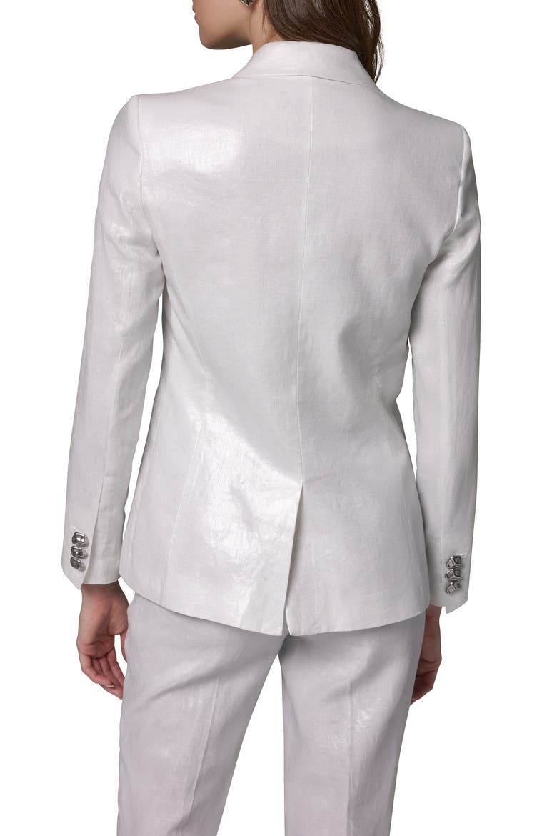 One-Button Linen Blazer, Alternate, color, CREAM/ SILVER