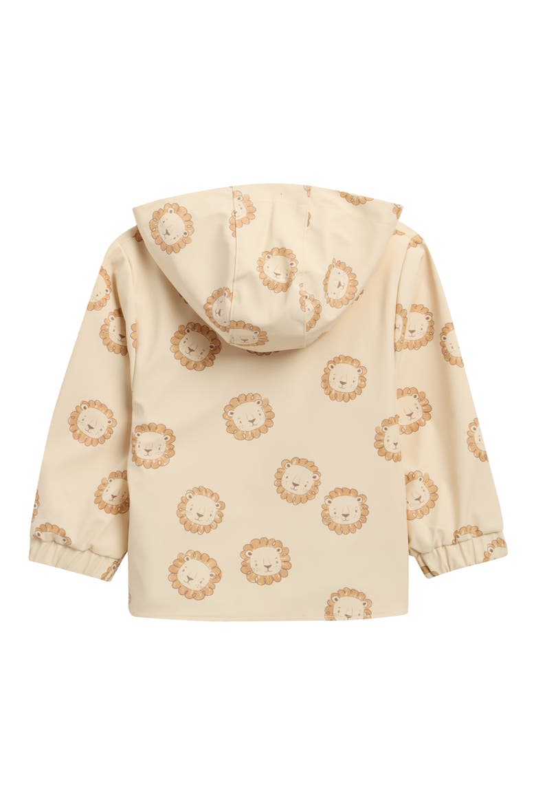 Lion Print Hooded Raincoat, Alternate, color, ECRU