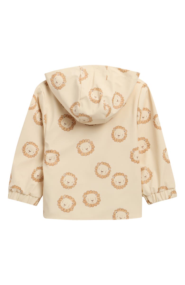 QUINCY MAE Lion Print Hooded Raincoat, Alternate, color, Ecru
