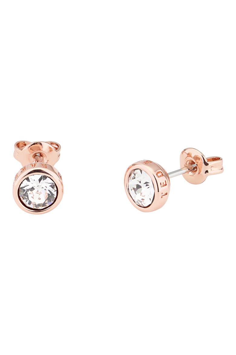 Sinaa Crystal Stud Earrings, Alternate, color, CRYSTAL/ ROSE GOLD