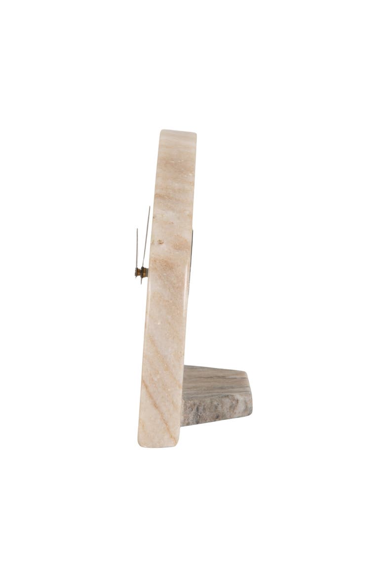 Decorative Half Moon Marble Mantel Clock, Beige and Black, Alternate, color, Natural