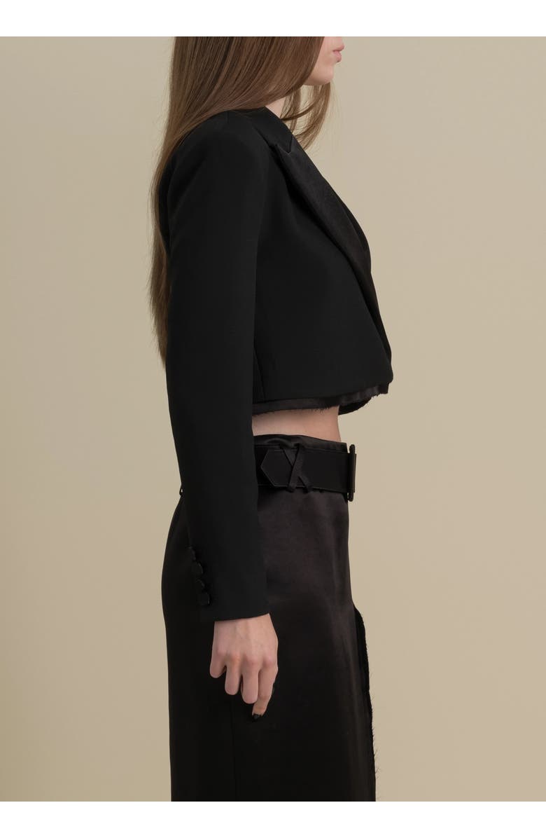 Contessa Mills Morgaine Stretch Sateen Structured Refined Cropped Blazer, Alternate, color, Black