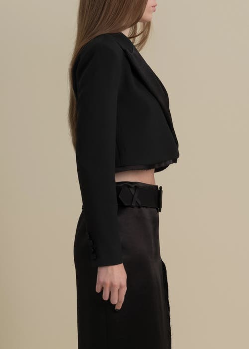 Contessa Mills Morgaine Stretch Sateen Structured Refined Cropped Blazer In Black