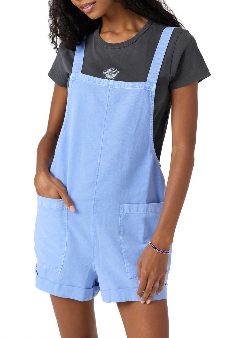 Summerlin Cotton & Linen Short Overalls, Alternate, color, HYDRANGEA