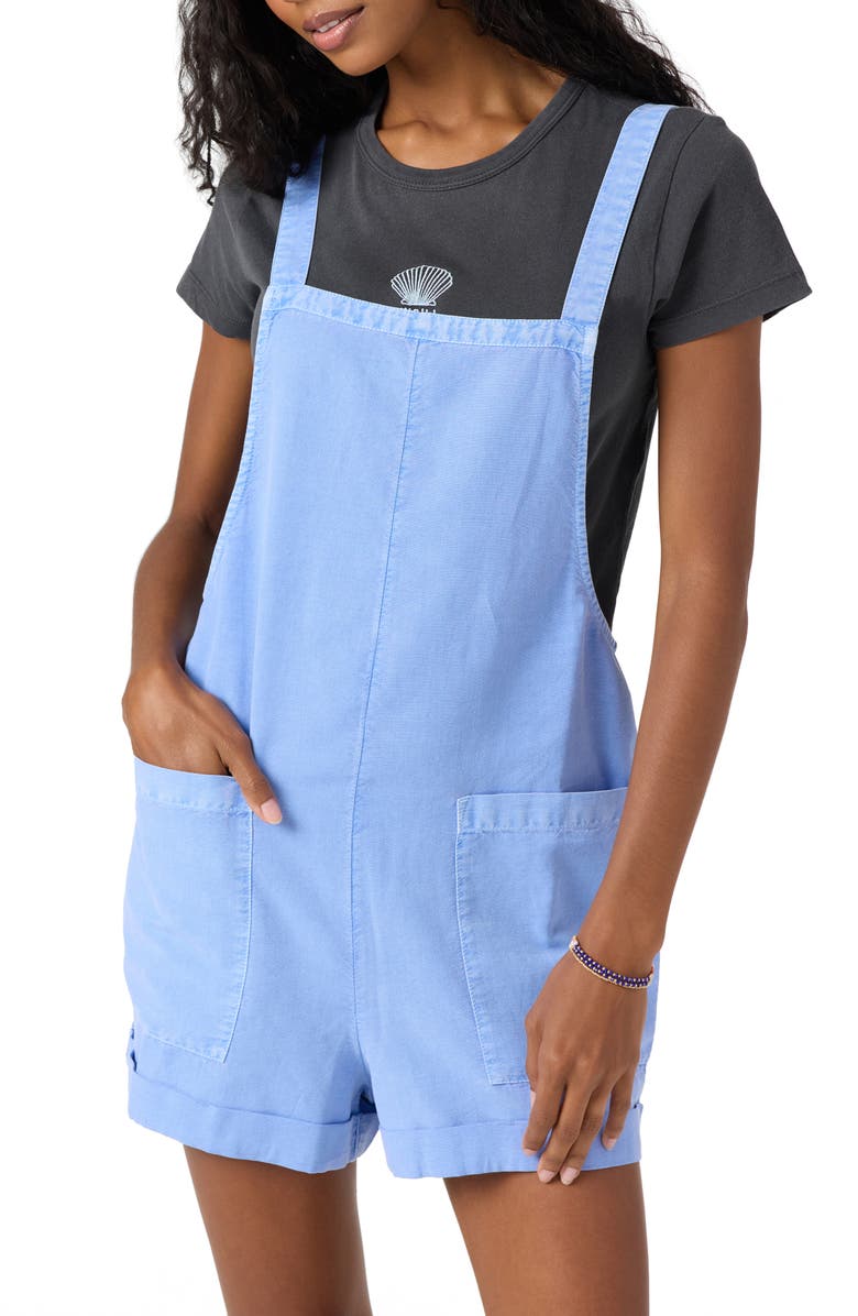 O'Neill Summerlin Cotton & Linen Short Overalls, Alternate, color, Hydrangea