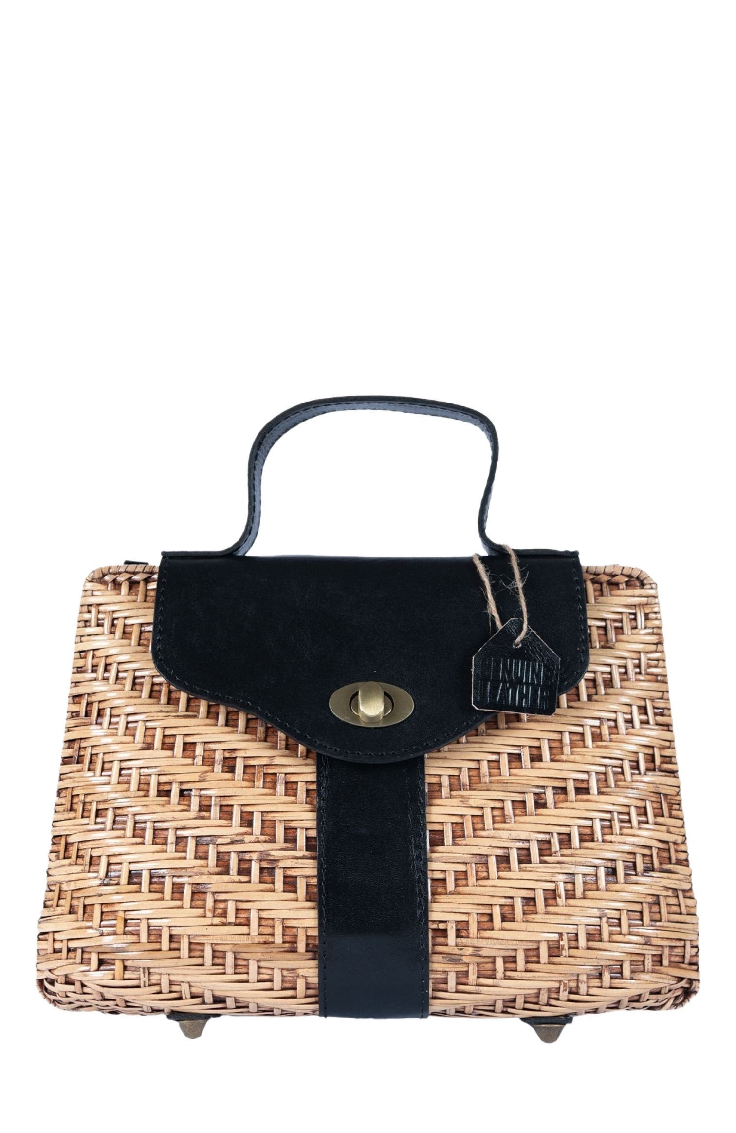 Jelavu Nori Structured Rattan Handbag, Main, color, Black