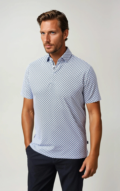 Geo Print Techno Stretch Polo
