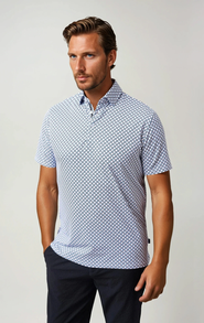 Stone Rose Geo Print Techno Stretch Polo