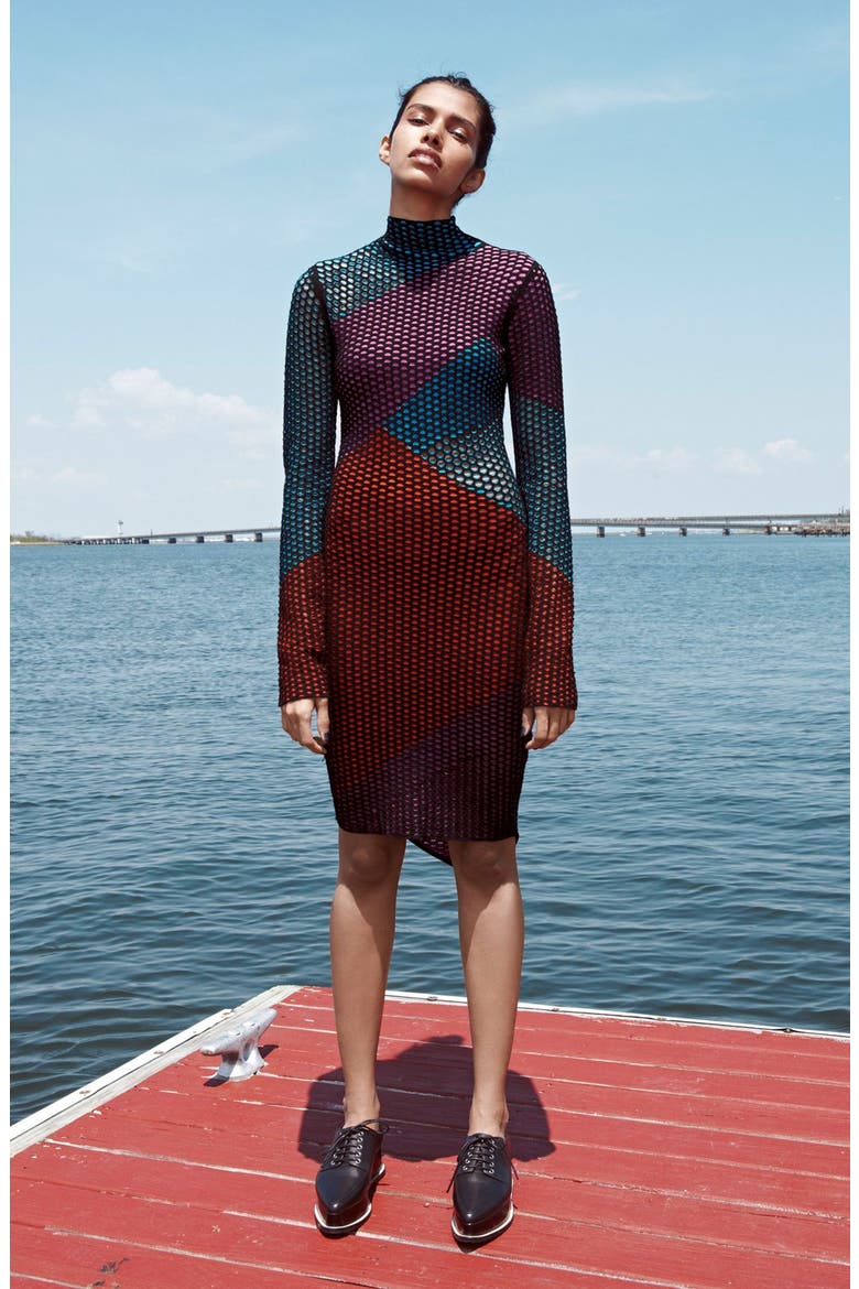 Mock Neck Dress, Alternate, color, BLACK