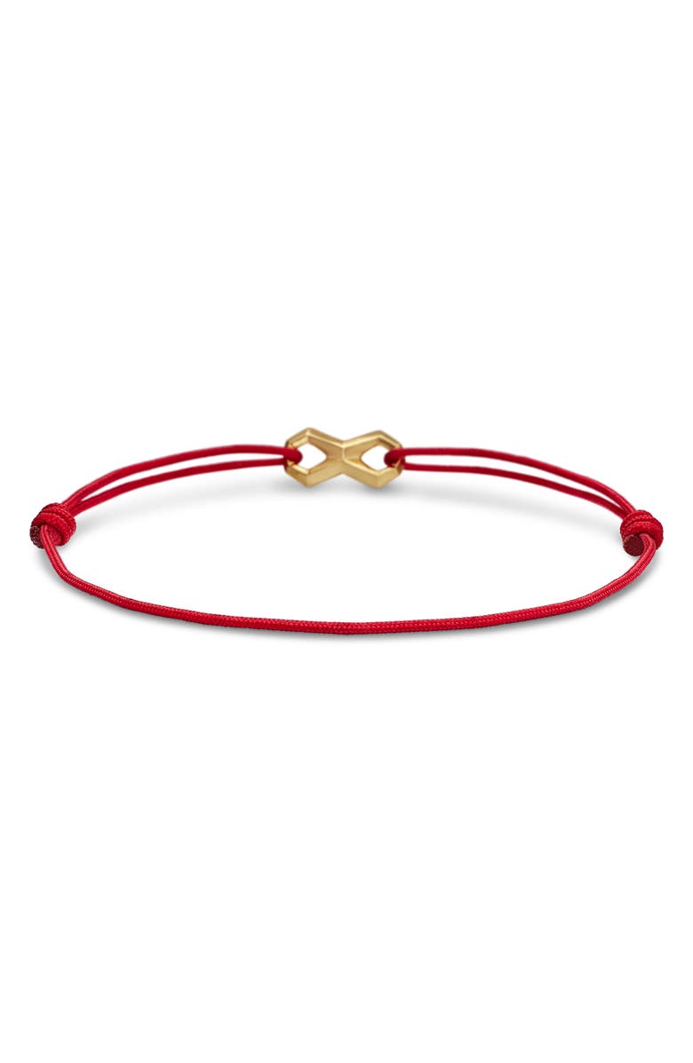 David Yurman Infinity Link Black Cord Bracelet with 18K Yellow Gold, Alternate, color, 