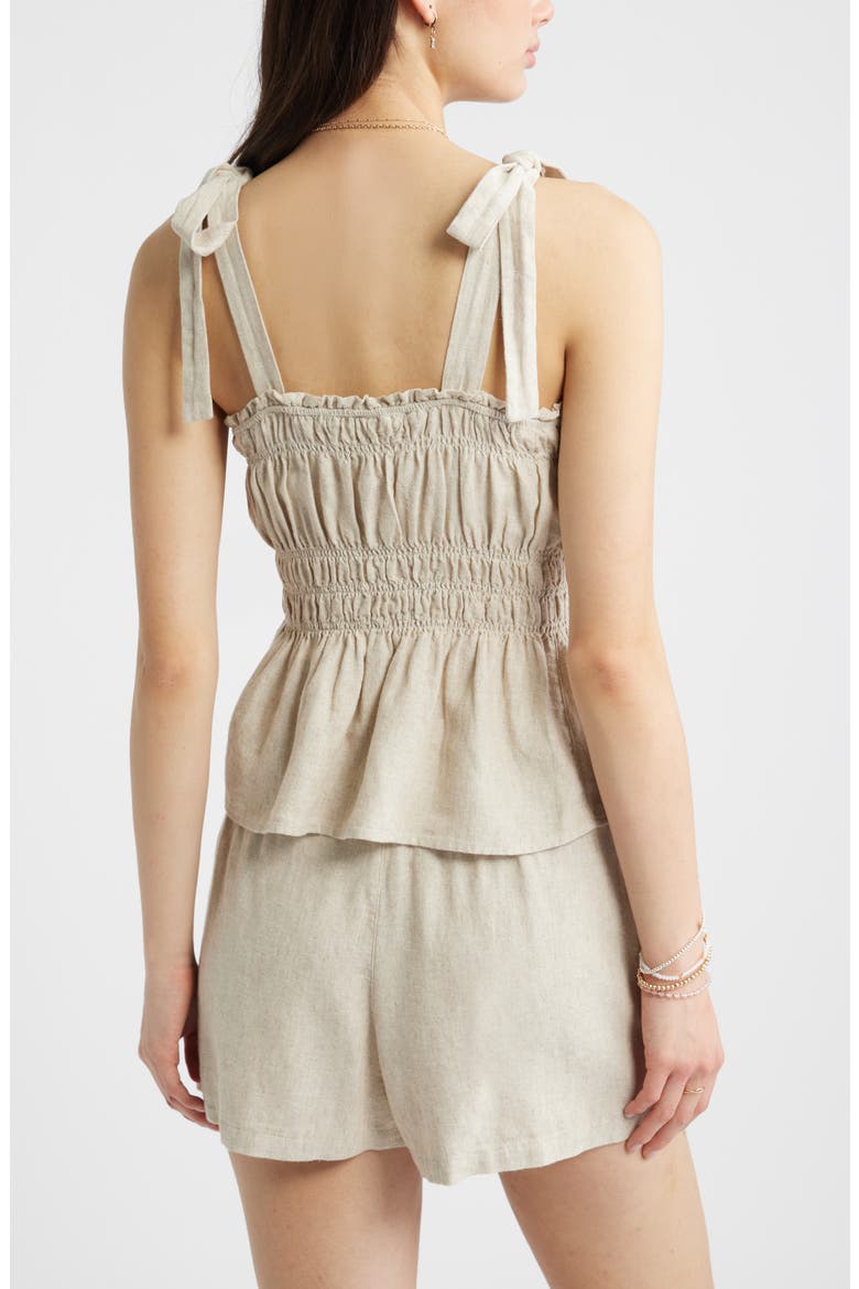 Smocked Linen Blend Tank, Alternate, color, NATURAL