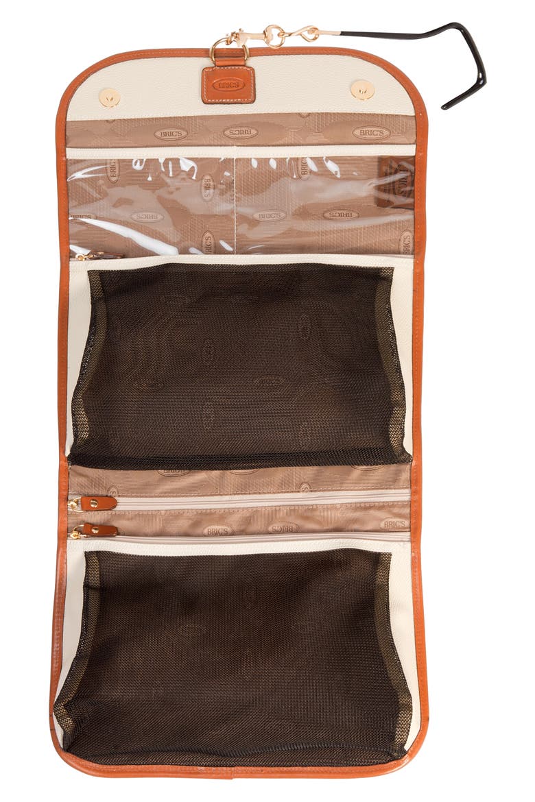 Firenze Faux Leather Trifold Dopp Kit, Alternate, color, CREAM