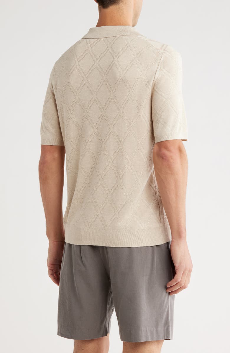 Elie Tahari Diamond Knit Polo, Alternate, color, Light Beige