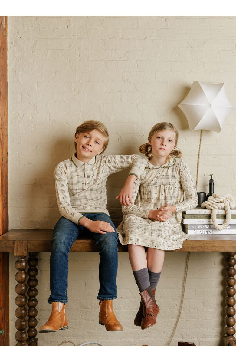 Ely's & Co. Cotton Floral Plaid Collection - Polo Sweatshirt, Alternate, color, Tan