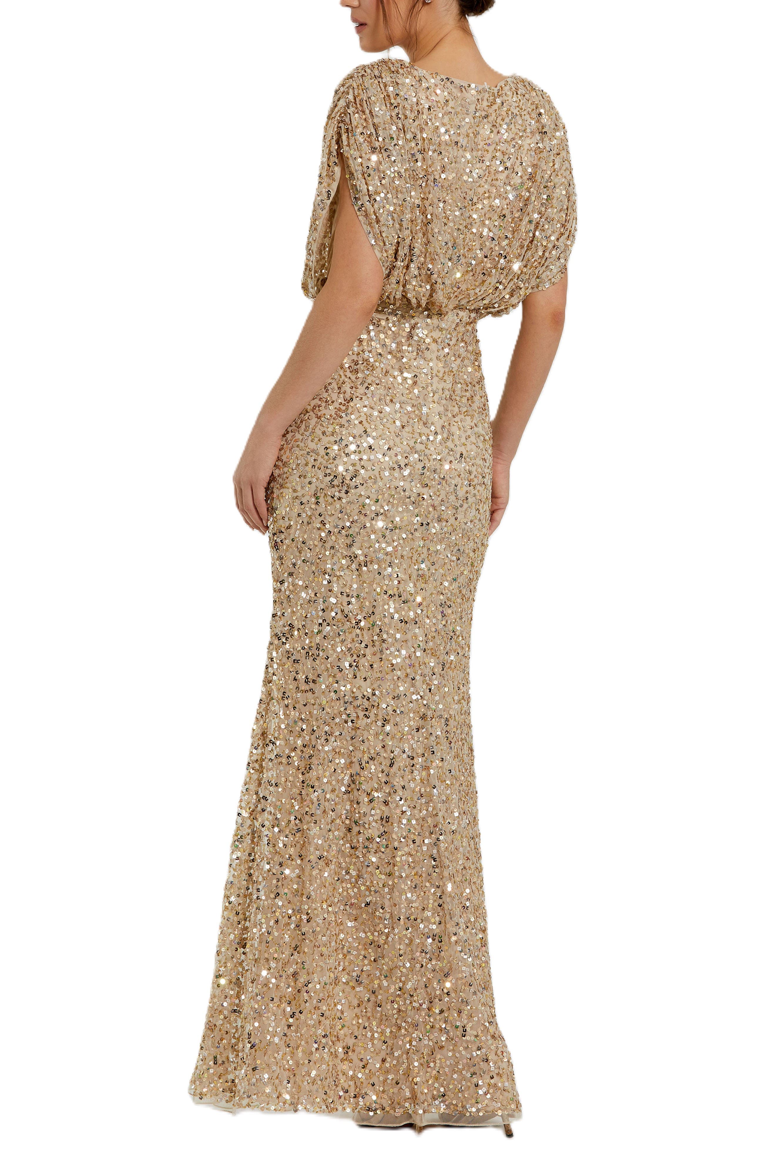 Draped Sleeve V Neck Gown - image 2