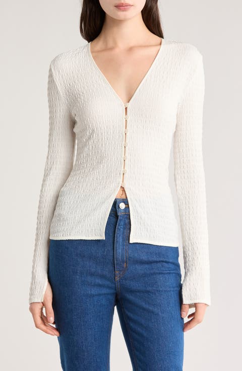 Esmee Long Sleeve Smocked Button-Up Top