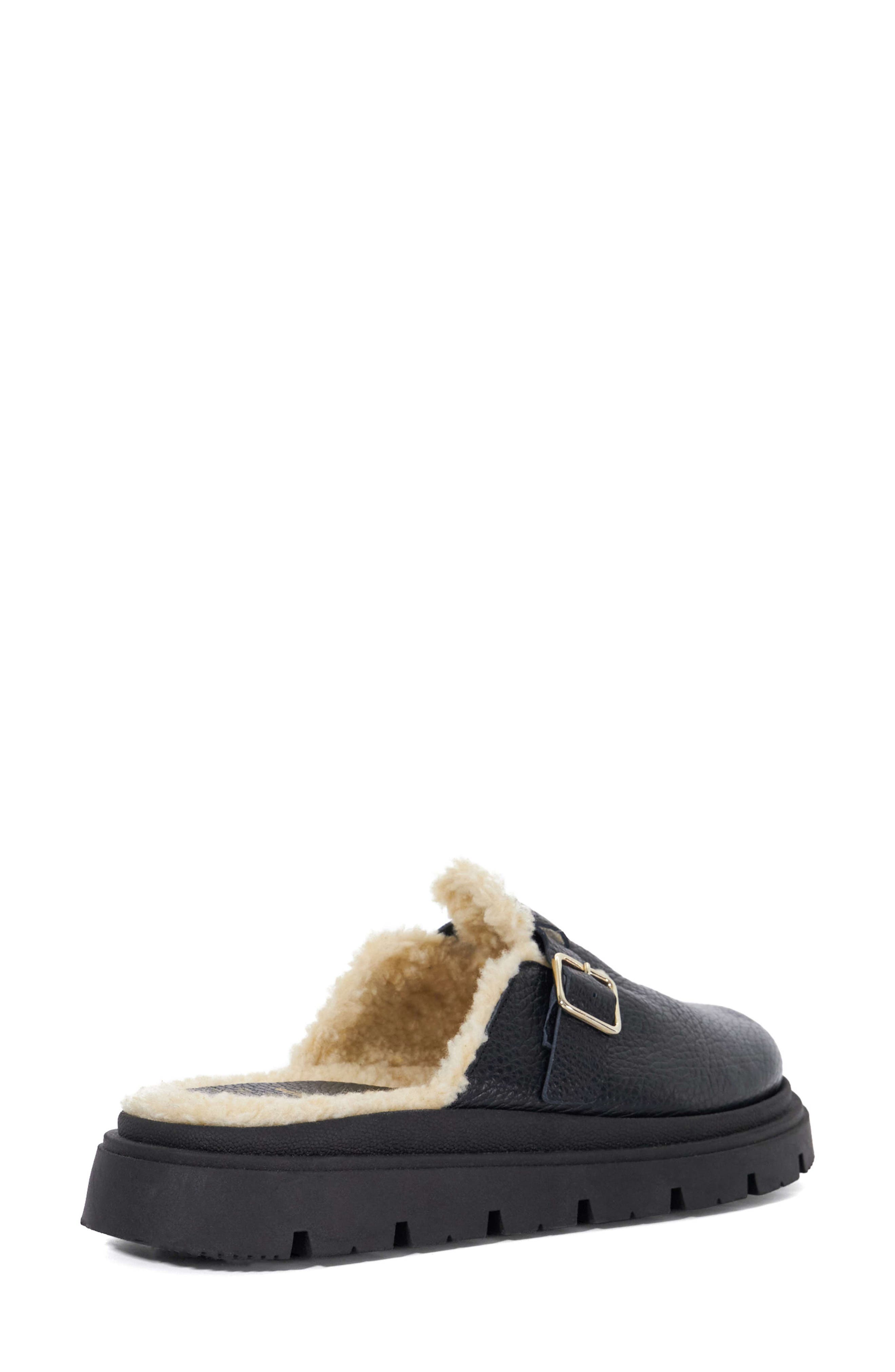Dune London Gene Faux Shearling Slipper, Alternate, color, Black