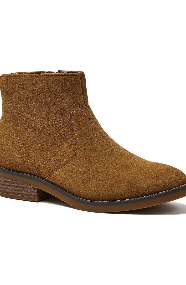 Lands' End Detailed Suede Zip Ankle Booties, Main, color, Tuscan Brown