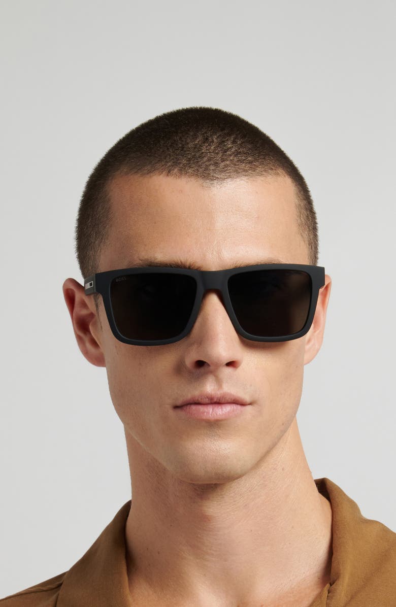 BOSS 56mm Sunglasses, Alternate, color, Black/ Green