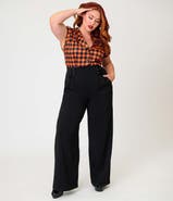 Unique Vintage Plus Size Lace Up High Waist Trousers