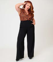 Unique Vintage Plus Size Lace Up High Waist Trousers