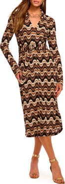 Ramy Brook Lydia Wavy Stripe Long Sleeve Sweater Shirtdress