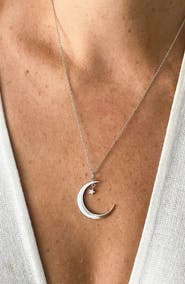 Adornia Hanging Moon & Star Pendant Necklace