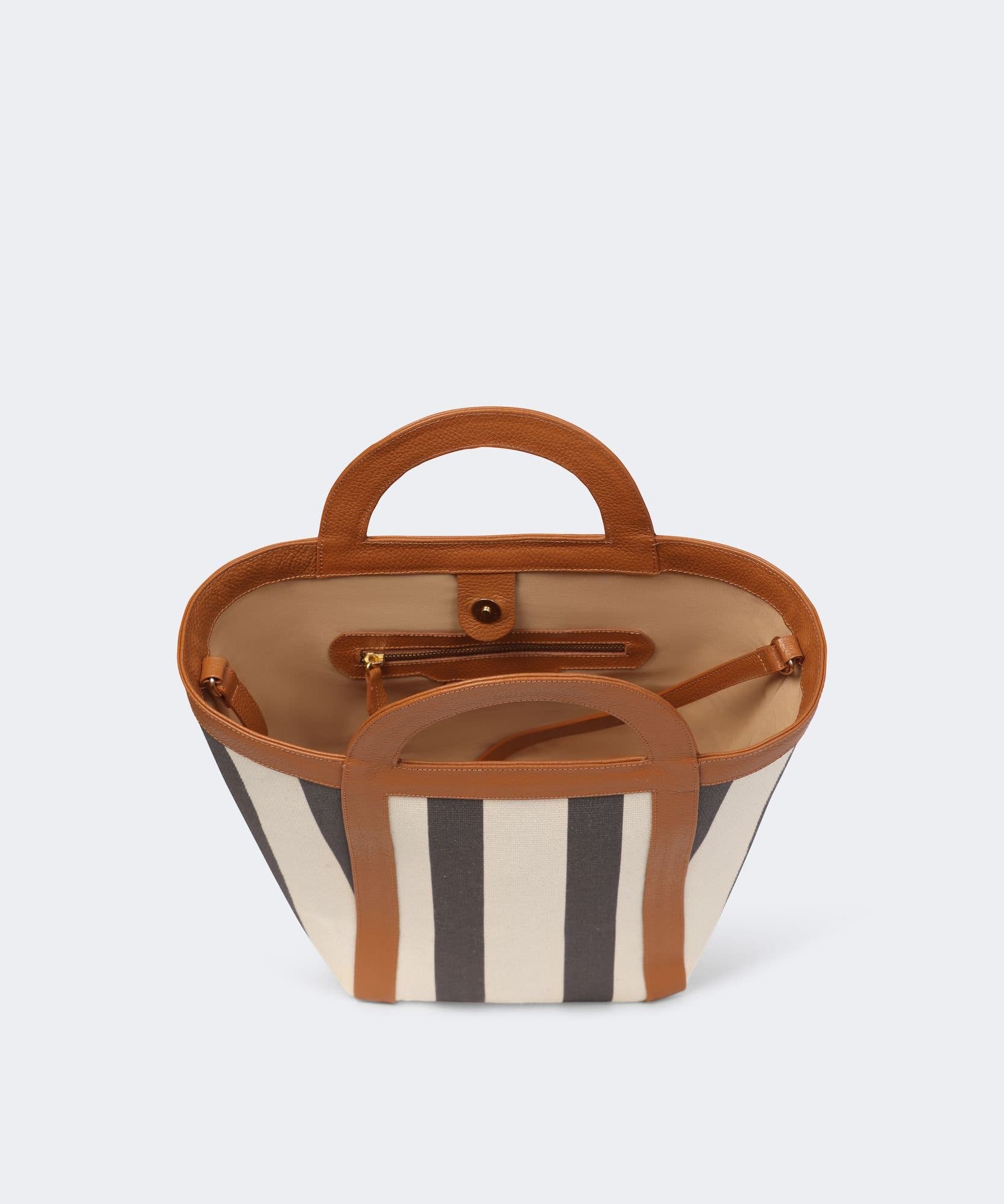 Atuel Stripe Small Tote, Alternate, color, Natural Canvas Caramel