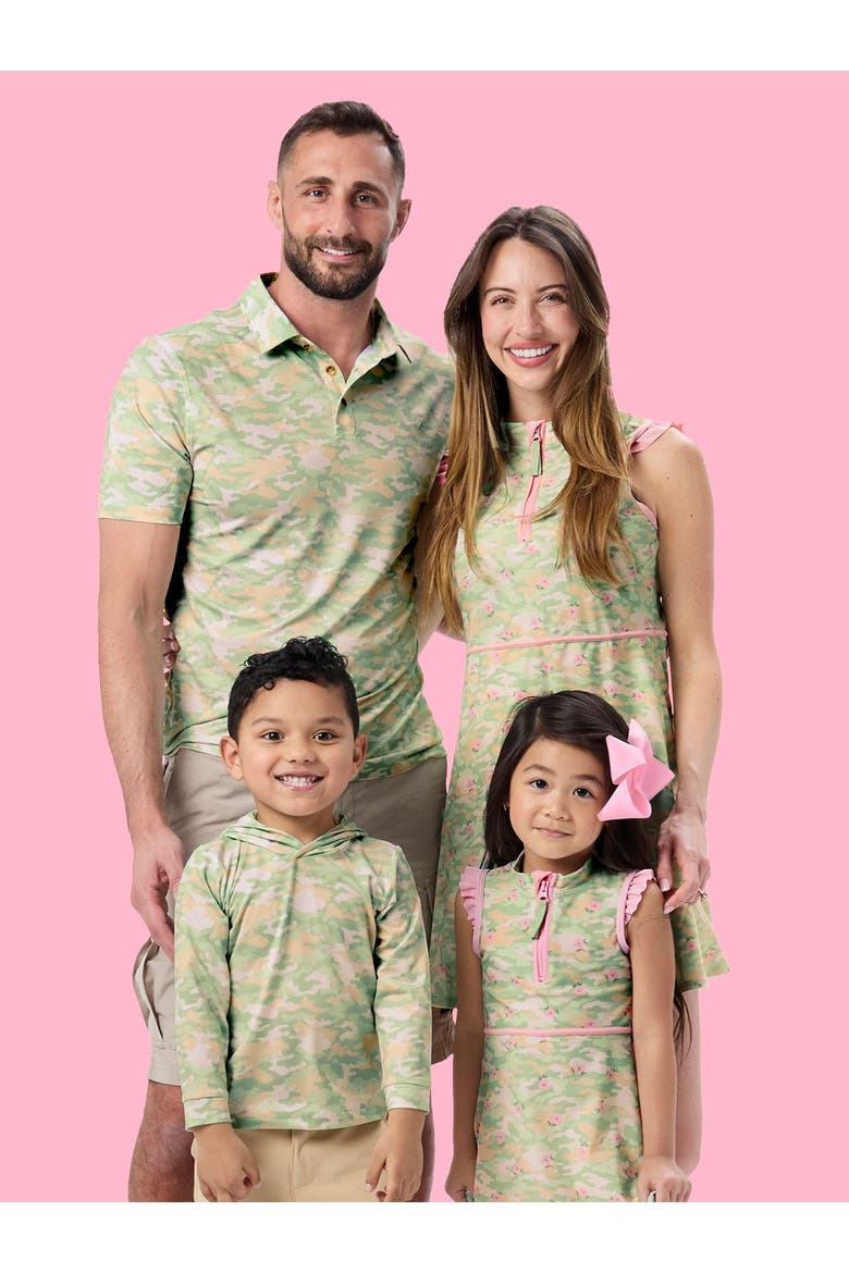 UPF50+ Active Sleeveless Zip Ruffle Sleeve Dress & Bike Short Set, Alternate, color, Sage Blossom Camo