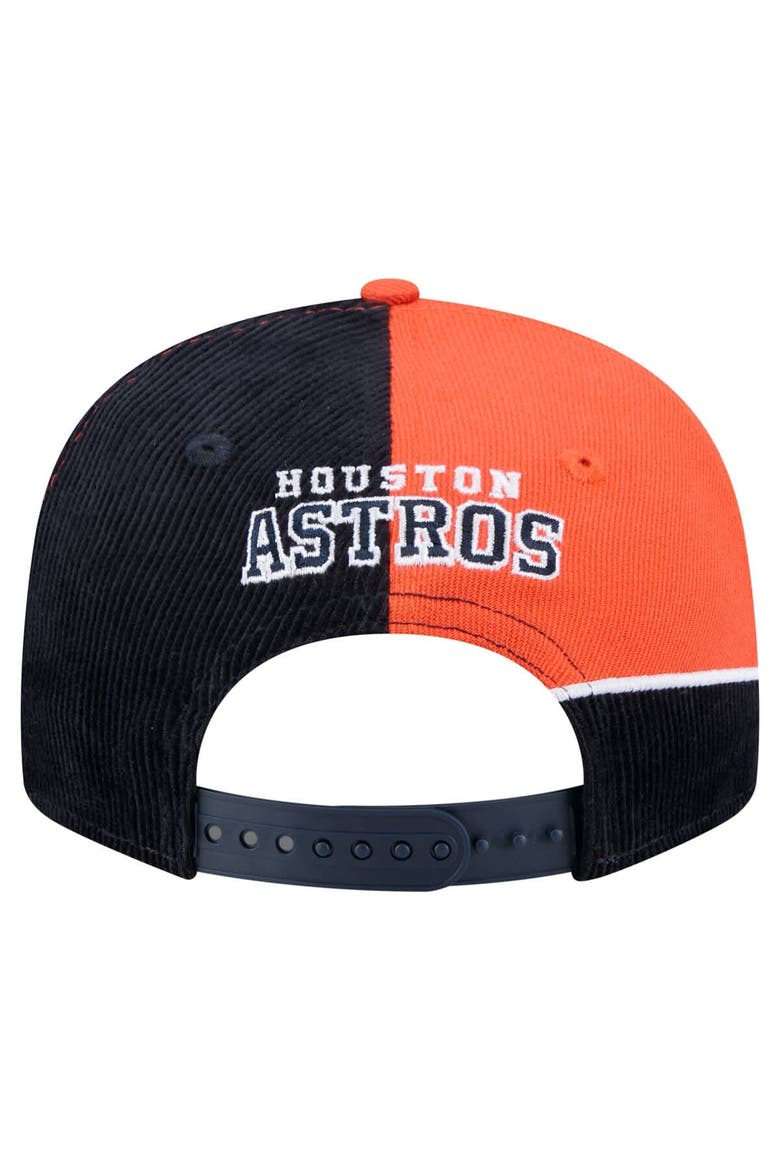 Men's New Era Navy/Orange Houston Astros Retro Split Corduroy Snapback Hat, Alternate, color, Navy