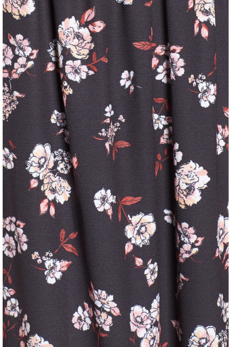 Smocked Off the Shoulder Maxi Dress, Alternate, color, BLACK FLORAL