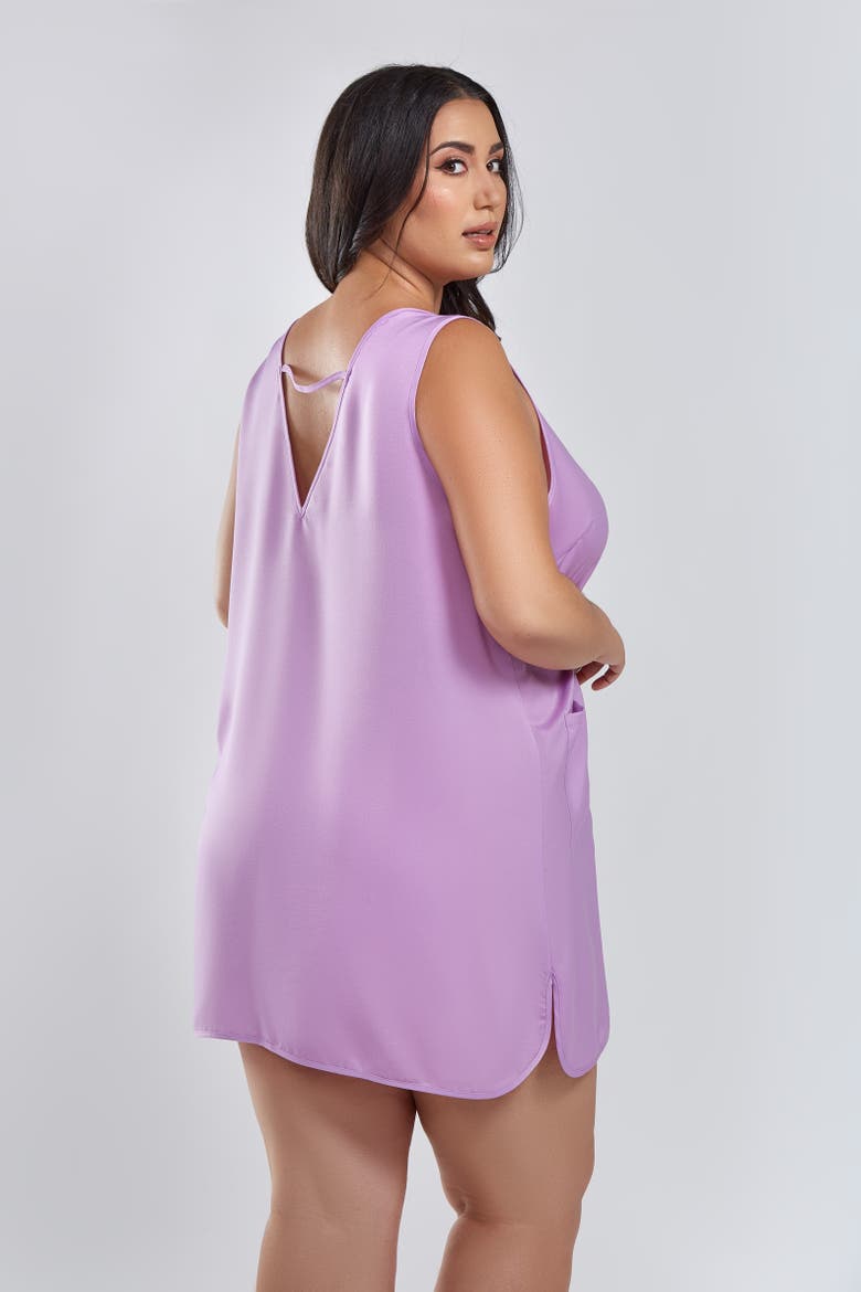 Satin Sleeveless Dress with Pockets, Alternate, color, Purple